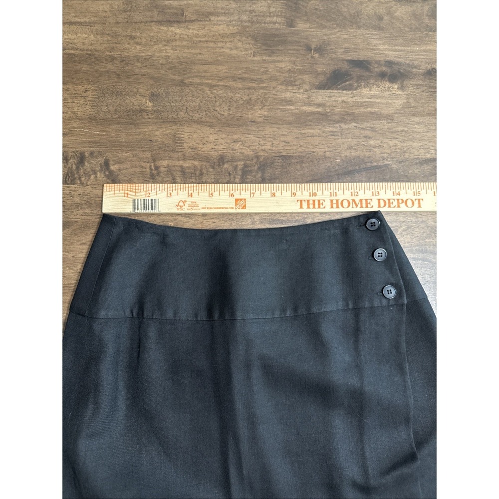 Linda Allard Ellen Tracy Black Linen Blend Wrap Skirt Size 8 Classic Career Work - Picture 5 of 9